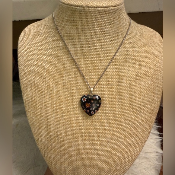 Dior Jewelry - Authentic Dior chain with Unbranded Black Floral Heart Pendant